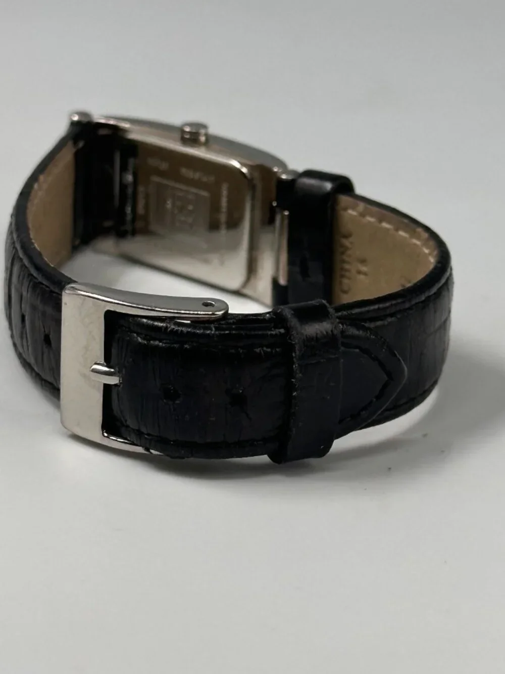 ESQ Watch Women Silver Tone Crystal Accents Black Leather Band New Battery